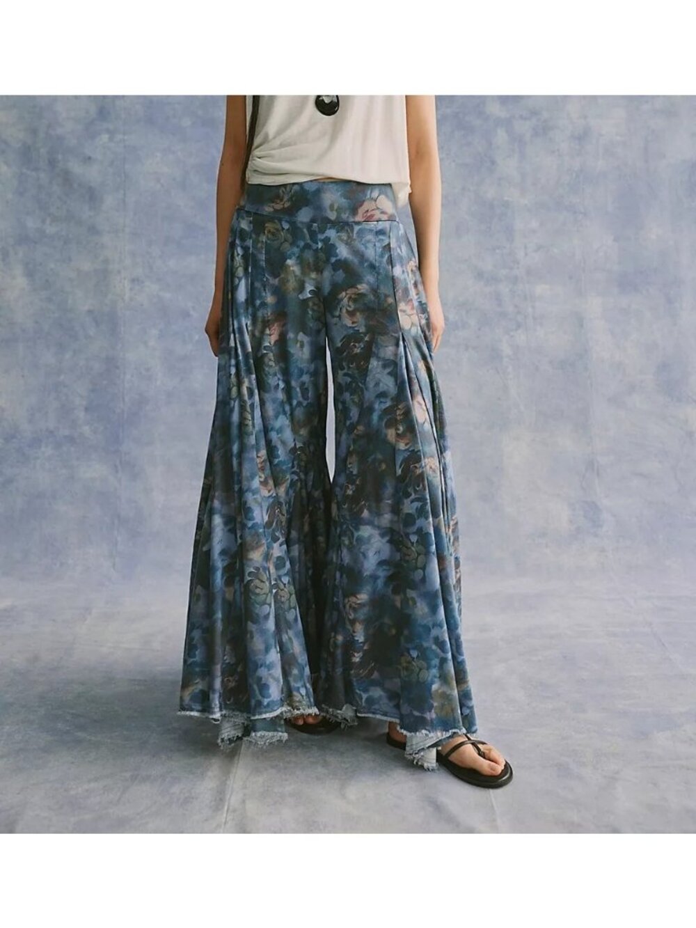 Free People Fallen Star Printed Wide Leg Pants Boho Chic Hippie Fairy Womens XL